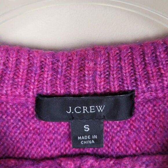 J. Crew Size S Relaxed Saddle Sleeve Crewneck Sweater Merino Alpaca Fuchsia - Picture 11 of 11